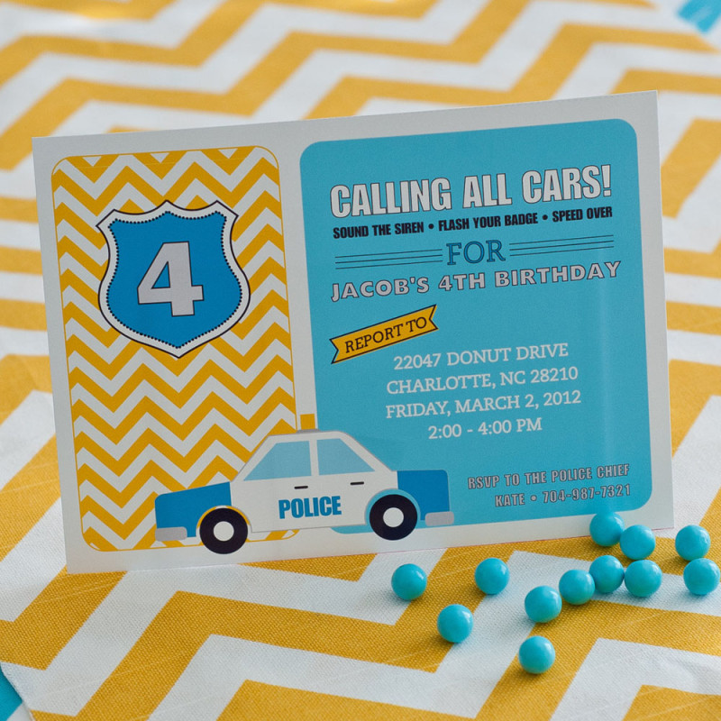 Chevron Police Birthday Party Printable Invitation